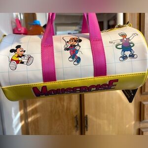 Loungefly White and Yellow Mousercise Crossbody Bag